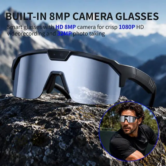 Alt view image 2 of 7 - Smart AI Glasses with Camera, Video Recording Glasses with EIS Anti-Shake | Smart Polarized Bluetooth Sunglasses for Men Women, Cycling Glasses with Voice Assistant
