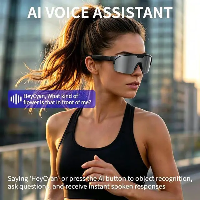 Alt view image 3 of 7 - Smart AI Glasses with Camera, Video Recording Glasses with EIS Anti-Shake | Smart Polarized Bluetooth Sunglasses for Men Women, Cycling Glasses with Voice Assistant