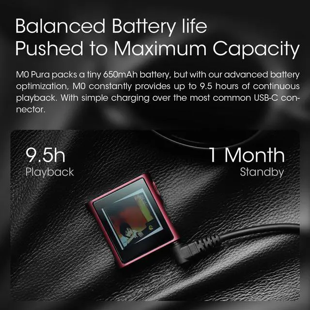 Alt view image 4 of 7 - M0 Pura Hi-Res MP3 Music Player with Bluetooth 5.0,Portable Digital Audio Player DAP Player, 2X CS43131 DAC,APP Control,LDAC/SBC/AAC,3.5mm/Type-C Jack,384kHz /32bit,250mW@32,MTouch OS, Black