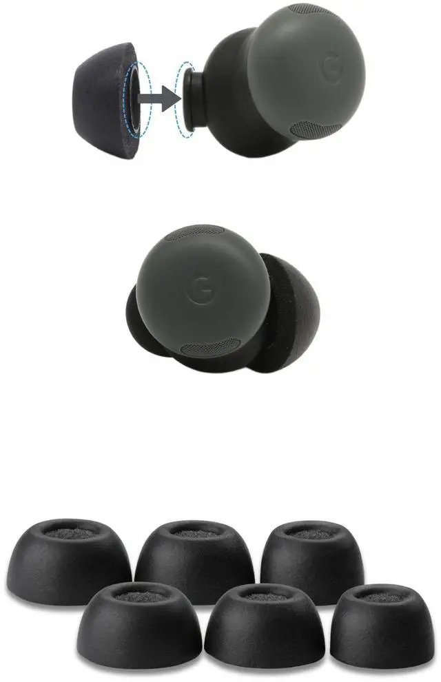Main image of TW-700-B Memory Foam Replacement Ear Tips, Black (S/M/L) (3 Pairs) | For Google Pixel Buds Pro 2, Soundcore Liberty 4 NC & More, Ultimate Comfort, Secure Fit, Superior Noise Isolation