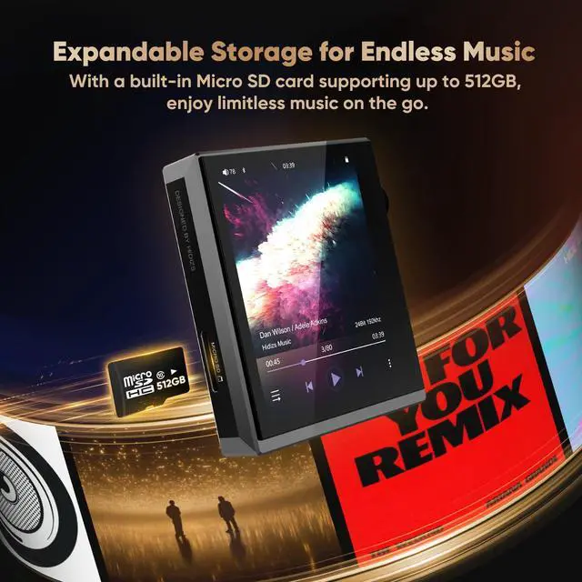 Alt view image 4 of 7 - AP80 Pro-X MP3 Player with Bluetooth, Digital Audio Player, Dual ESS9219C Dac Chips, 0.0015% THD+N, DSD256 Native Decoding, MQA LDAC, FLAC, Black