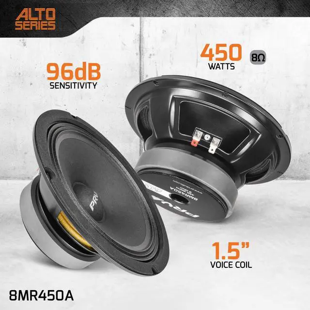 Alt view image 2 of 7 - 8MR450A 8 Inch Midrange Speaker, 8 Ohms, 450 Watts, 96 dB, Mid Range Loudspeaker for High Output Pro Sound System (Single)
