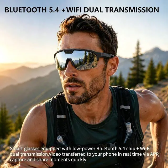 Alt view image 6 of 7 - Smart AI Glasses with Camera, Video Recording Glasses with EIS Anti-Shake | Smart Polarized Bluetooth Sunglasses for Men Women, Cycling Glasses with Voice Assistant