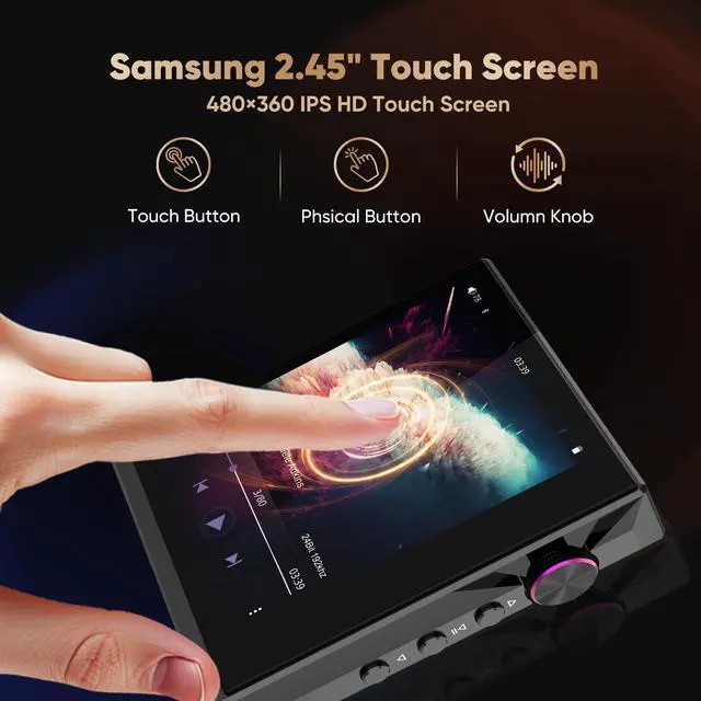 Alt view image 5 of 7 - AP80 Pro-X MP3 Player with Bluetooth, Digital Audio Player, Dual ESS9219C Dac Chips, 0.0015% THD+N, DSD256 Native Decoding, MQA LDAC, FLAC, Black