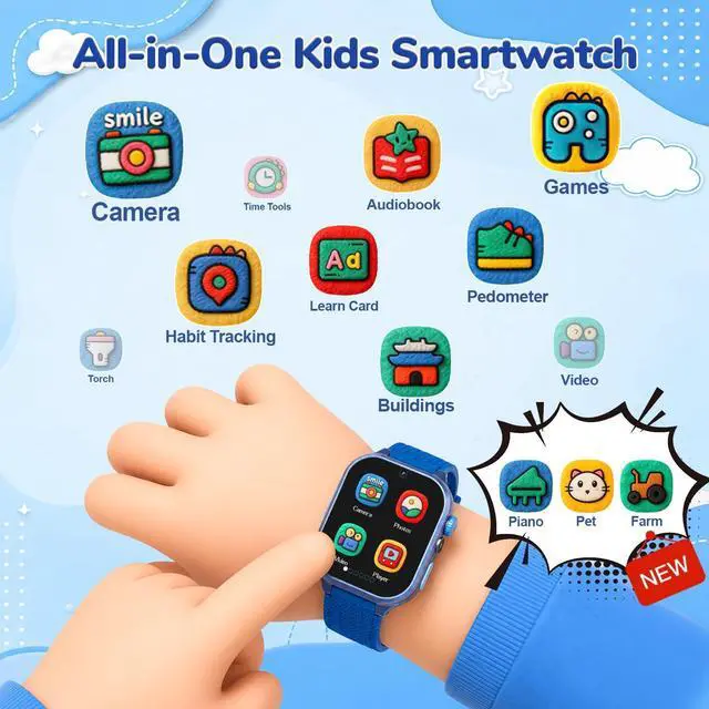 Alt view image 2 of 7 - Kids Watch Kids Toys, 1.69'' Smart Watch with 180+ Learning Games | Kids Digital Watch, Toddler Toys with Video Camera Music Pedometer, Birthday Gifts for 3 4 5 6 7 8 9 10 Year Old Boys