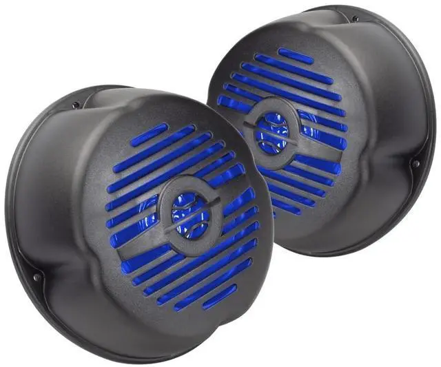 Main image of 5 Water Resistant Surface Mount Speakers with Blue LED Lights for Marine, RVs, & Hot Tubs Pair