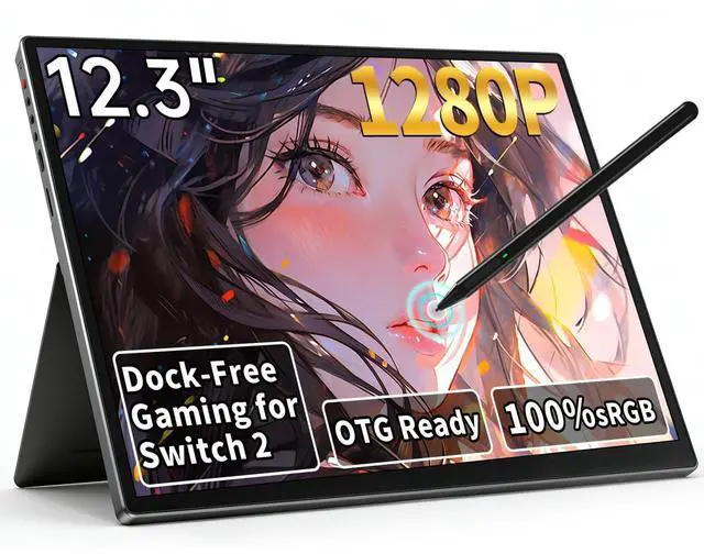Main image of S123E 12.3 Inches Portable Monitor Touchscreen Monitor for Switch/Switch 2 | 1920 x1280 Ultra Slim Mini Travel Monitor 1280P IPS Display 100% sRGB for Laptop Surface PC Xbox PS4/5 and Office
