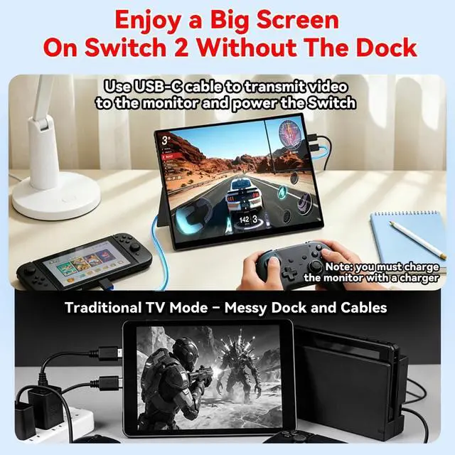 Alt view image 2 of 7 - S123E 12.3 Inches Portable Monitor Touchscreen Monitor for Switch/Switch 2 | 1920 x1280 Ultra Slim Mini Travel Monitor 1280P IPS Display 100% sRGB for Laptop Surface PC Xbox PS4/5 and Office