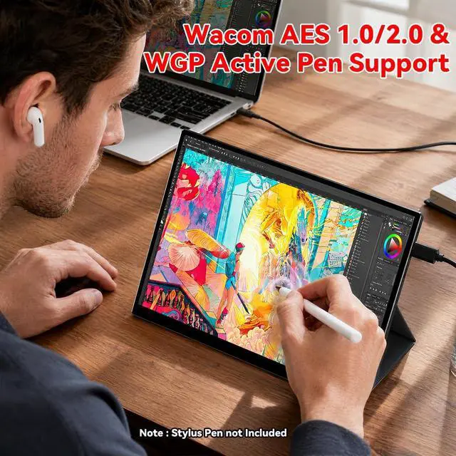 Alt view image 3 of 7 - S123E 12.3 Inches Portable Monitor Touchscreen Monitor for Switch/Switch 2 | 1920 x1280 Ultra Slim Mini Travel Monitor 1280P IPS Display 100% sRGB for Laptop Surface PC Xbox PS4/5 and Office