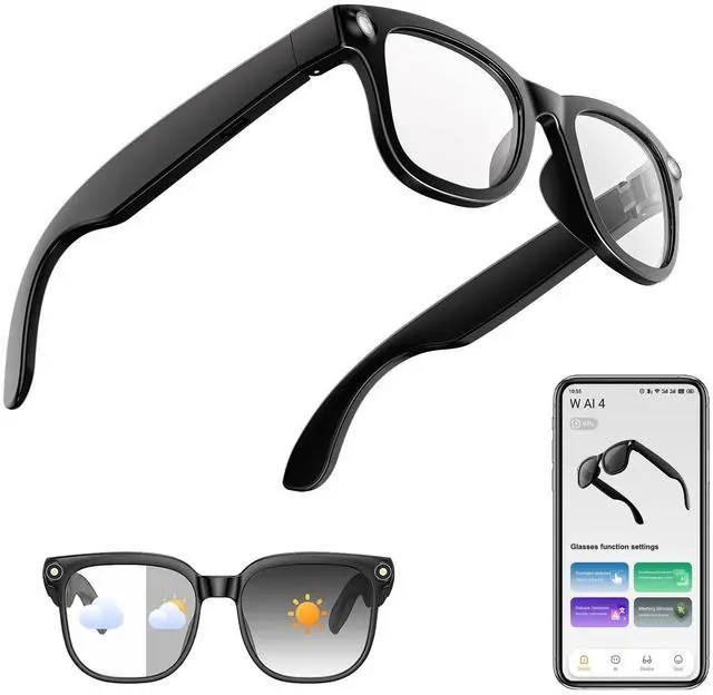 Main image of AI Smart Glasses for Men Women, Bluetooth Audio Glasses (No Camera) | Real-Time Translation, AI Assistant, Meeting Transcription, Open-Ear Music, Hands-Free Calling, Flashlight, Photochromic Lens