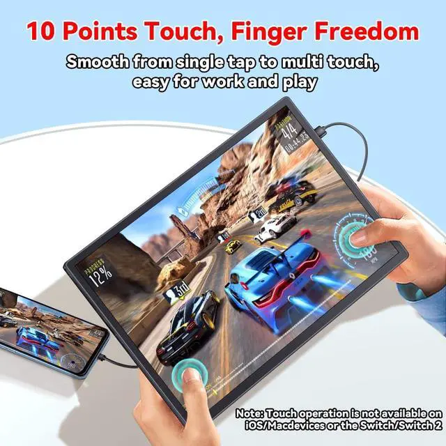 Alt view image 5 of 7 - S123E 12.3 Inches Portable Monitor Touchscreen Monitor for Switch/Switch 2 | 1920 x1280 Ultra Slim Mini Travel Monitor 1280P IPS Display 100% sRGB for Laptop Surface PC Xbox PS4/5 and Office