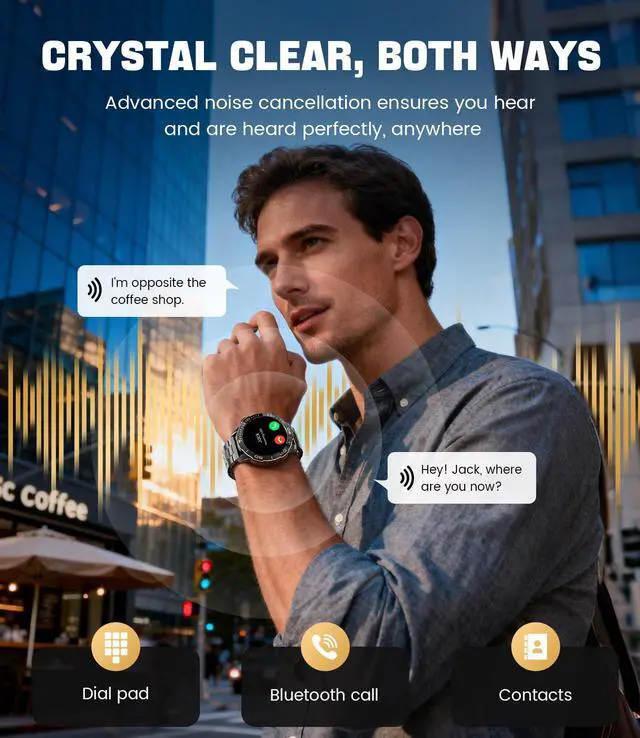 Alt view image 4 of 7 - Smart Watches for Men Luxury for Android iPhone/50 Day Battery,Fitness Watch with Heart Rate/Blood Pressure/Sleep Monitor,Men's Smartwatch Amoled Display,100+ Sport Modes,IP68 Waterproof,Black, 40mm