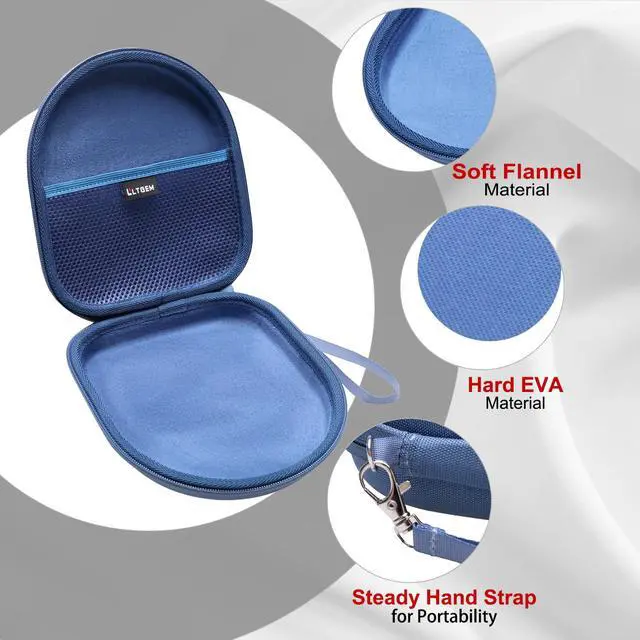 Alt view image 4 of 7 - Case for Sony WH-CH520 Wireless Headphones Blue | Hard Carrying Travel Case for Sony WH-CH520 Wireless Headphones
