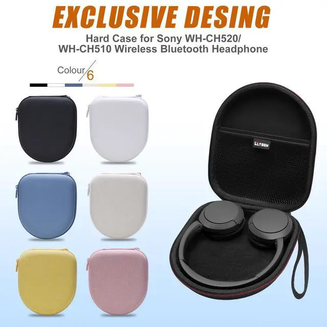 Alt view image 2 of 7 - Case for Sony WH-CH520 Wireless Headphones Blue | Hard Carrying Travel Case for Sony WH-CH520 Wireless Headphones