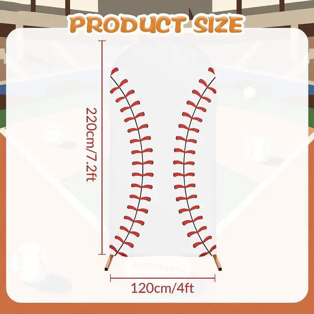 Alt view image 2 of 7 - 7.2 ft Baseball Party Arch Backdrop Cover Baseball Theme Arch Spandex Stretch Backdrop Stand Cover for Wedding Birthday Banquet Boys Girls Shower Ceremony Decoration