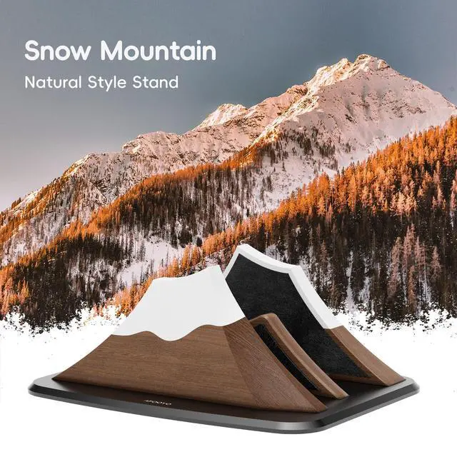 Alt view image 3 of 7 - Vertical Dual Laptop Stand - Snow Peak-Shaped Walnut Adjustable Laptop Holder,2 Slots Desktop Dock Compatible with All MacBook, Surface,Chromebook,Dell & More(Walnut)