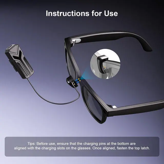 Alt view image 3 of 7 - Wearable Battery Pack Charger Compatible with Ray-Ban/Oakley Meta Smart Glasses Gen 1 & Gen 2, Ultra-Light Mini Power Bank Accessories for Wayfarer Skyler HSTN
