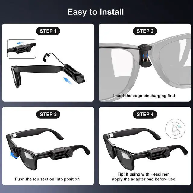 Alt view image 6 of 7 - Wearable Battery Pack Charger Compatible with Ray-Ban/Oakley Meta Smart Glasses Gen 1 & Gen 2, Ultra-Light Mini Power Bank Accessories for Wayfarer Skyler HSTN