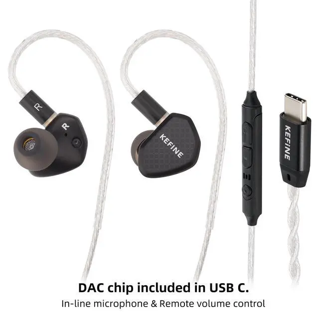 Alt view image 2 of 7 - Kefine Klean 10mm DLC Diaphgram Dynamic Driver Earphones, 1DD in-Ear Monitor Headphones, HiFi Wired IEM Earbuds with Dual Interchangeable Nozzles Detachable 0.78 2Pin Design (Type-C, Mic)