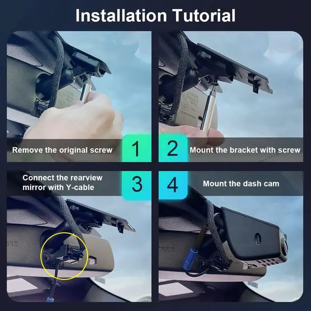 Alt view image 6 of 7 - 4K Dash Cam Suitable for Ford F150 & F250 2021-2025 Limited XLT XL Raptor Lariat Platinum King Ranch Tremor, OEM Look, UHD 2160P Video, WiFi&APP, Loop Recording, G-Sensor, Plug&Play, 64GB Card