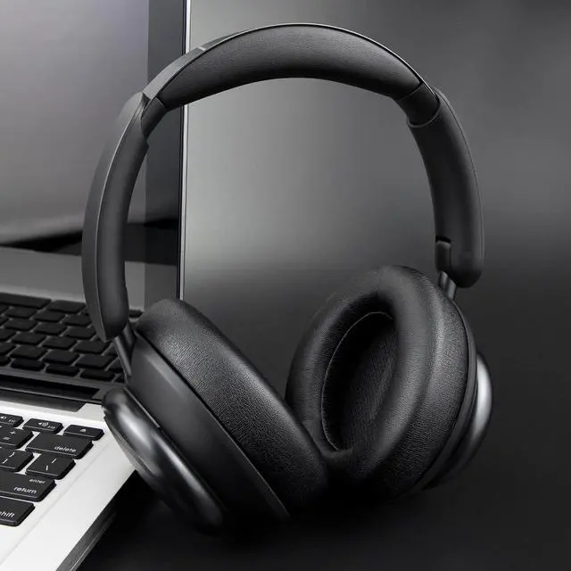 Alt view image 3 of 7 - Ear Pads for Anker Q45 (Soundcore Space Q 45) Headphones, Ear Cushions with Softer Protein Leather, Noise Isolation Foam - Black