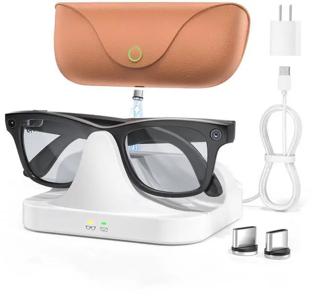 Main image of 2-in-1 Magnetic Charging Dock for Ray-Ban Meta Glasses with 15W Adapter for Wayfarer/Skyler/Scirber Opotics/Blayzer Optics Charger for RayBan Meta Glasses Accessories (Not for Headliner/Oakely HSTN)