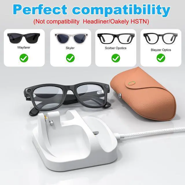 Alt view image 3 of 7 - 2-in-1 Magnetic Charging Dock for Ray-Ban Meta Glasses with 15W Adapter for Wayfarer/Skyler/Scirber Opotics/Blayzer Optics Charger for RayBan Meta Glasses Accessories (Not for Headliner/Oakely HSTN)