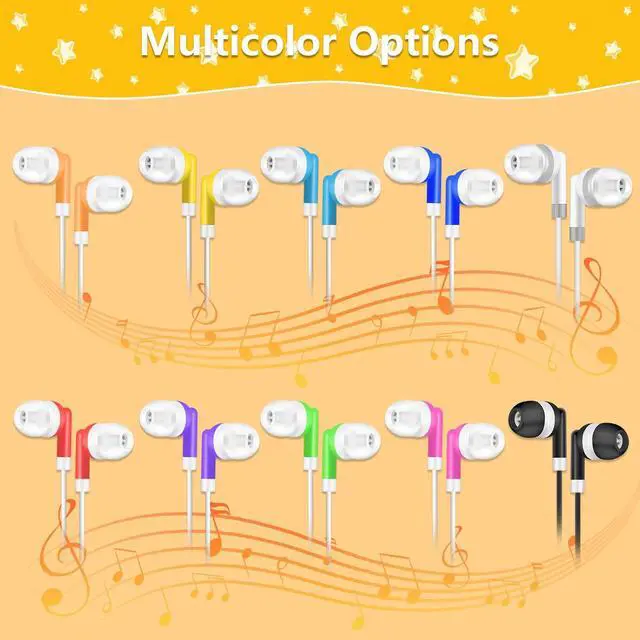 Alt view image 2 of 6 - Kids Bulk Earbuds 30 Pack Wholesale Earbuds Headphones Bulk | Perfect for School Classroom Libraries Students Multi Colored Individually Bagged 3.5mm Jack