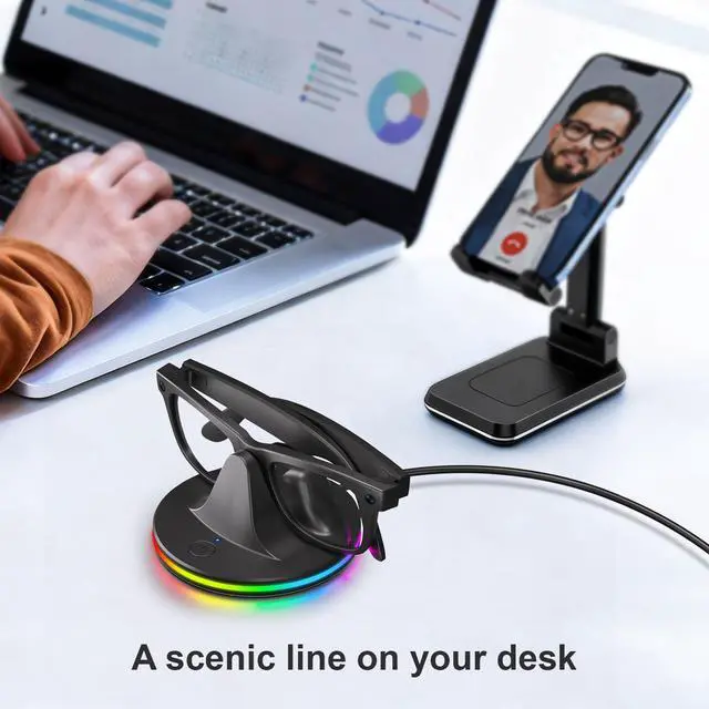Alt view image 5 of 7 - Charging Dock for Meta Glasses Ray-Ban: Wayfarer, Skyler, Headliner & Oakley HSTN Smart Glasses Charger with LED Power Status Light, Black