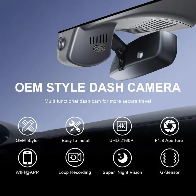 Alt view image 6 of 7 - 4K Dash Cam for Mazda CX-30 2024 2025 2026(Model B) | UHD 2160P Video, OEM Look, Free App & Wifi, GPS, 64GB Card