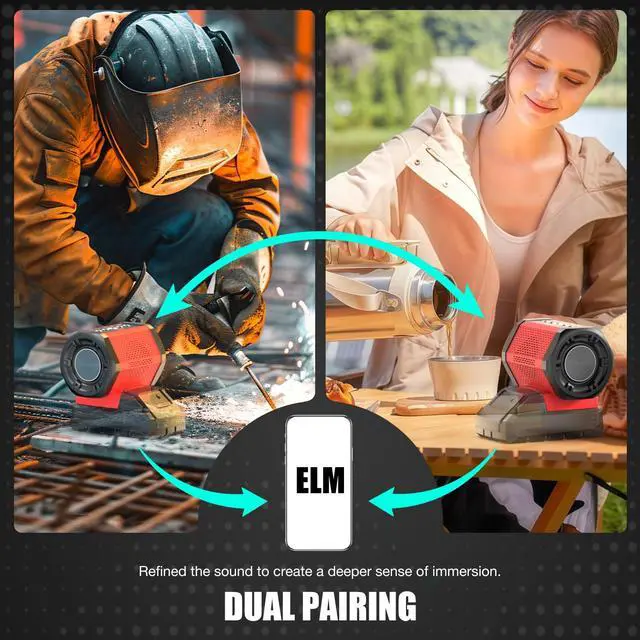 Alt view image 5 of 7 - Bluetooth Speaker Compatible with Milwaukee 18V Battery | USB-A/C Charging for Jobsite Camping & Party(Battery not Included)