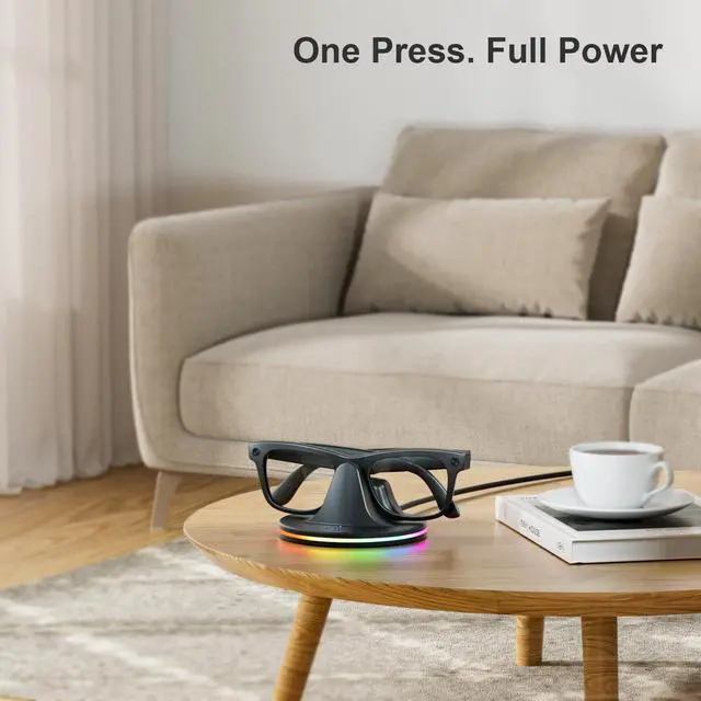 Alt view image 7 of 7 - Charging Dock for Meta Glasses Ray-Ban: Wayfarer, Skyler, Headliner & Oakley HSTN Smart Glasses Charger with LED Power Status Light, Black