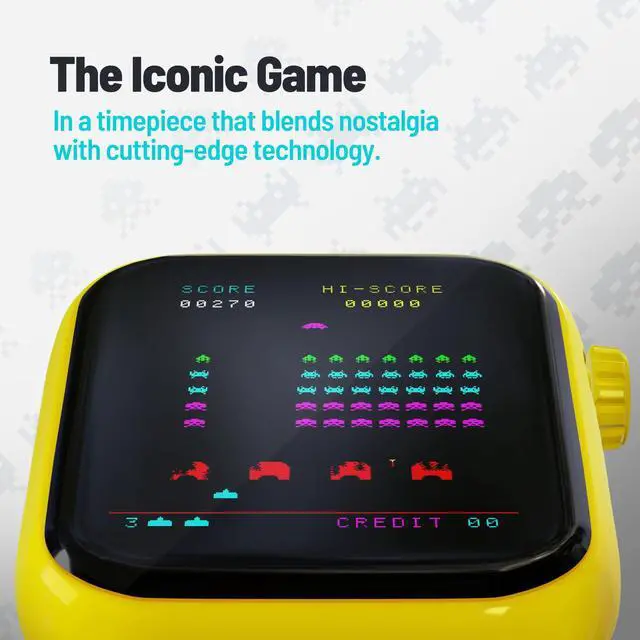 Alt view image 4 of 7 - Space Invaders Retro Gaming Smart Watch, Selective Tech, Red | No Wi-Fi or Bluetooth, Fitness Tracking, Built-in Space Invaders Game, Custom Watch Faces, Classic Arcade Sound, IP67 Rating