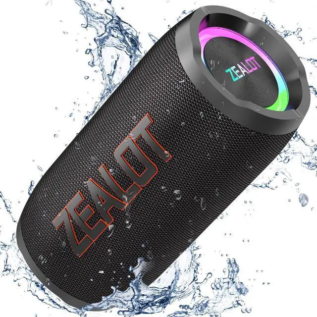 Alt view image 2 of 7 - Portable Bluetooth Speaker,80W Peak(60W) Booming Sound Speakers with LED Light,Bluetooth 5.3, Loud Speaker for Home,Party,Camping,Beach,Gifts(Black)