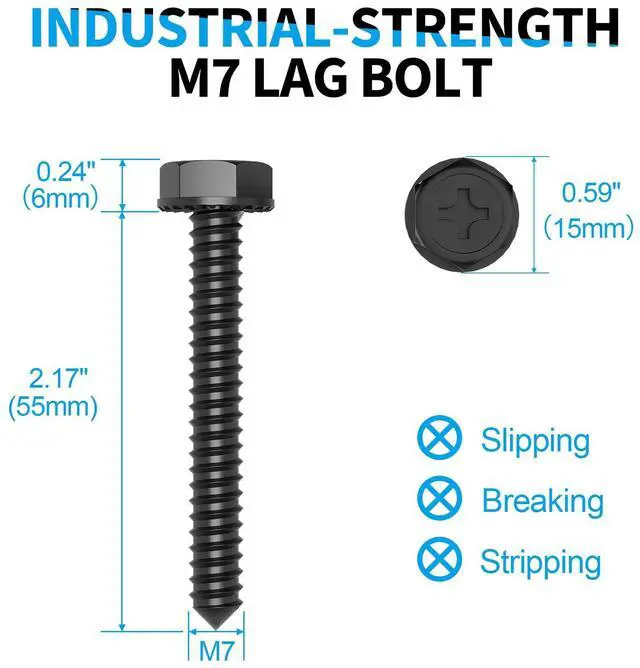 Alt view image 2 of 7 - Wall Anchors Hardware Kit for TV Wall Mount | Including M7 Lag Bolts, Wall Anchors, Washers, Allen Key, Bubble Level, TV Mounting Screws Kit for Wood Studs/Concrete/Brick