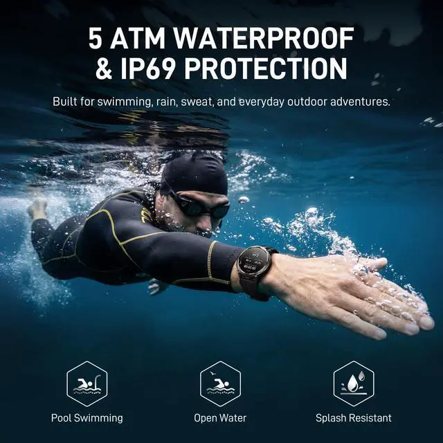 Alt view image 5 of 7 - ORB 2 Smart Watch Rugged, Dual-Band GPS, 5 ATM & IP69 Waterproof | 1.43" AMOLED Military-Grade Smartwatch, 16-Day Battery, LED Flashlight, 170+ Sport Modes, Health Monitor for Android & iPhone