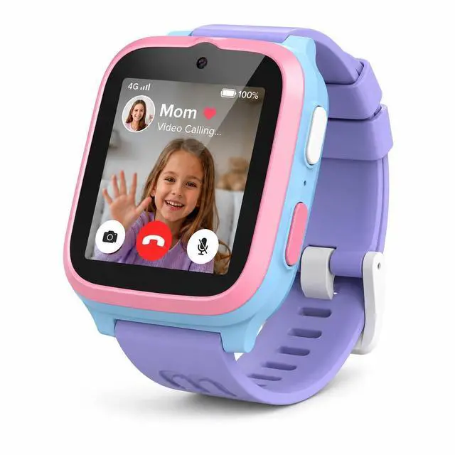 Main image of Fone S3+ Kids Smart Watch 4G GPS Watch Phone for Kids, Smartwatch with eSIM, Video Voice Call, 2MP Camera, GPS Tracking, Text, Waterproof eSIM Dual Band, Gift for Boys Girls Age 8-12 (Cotton Candy)