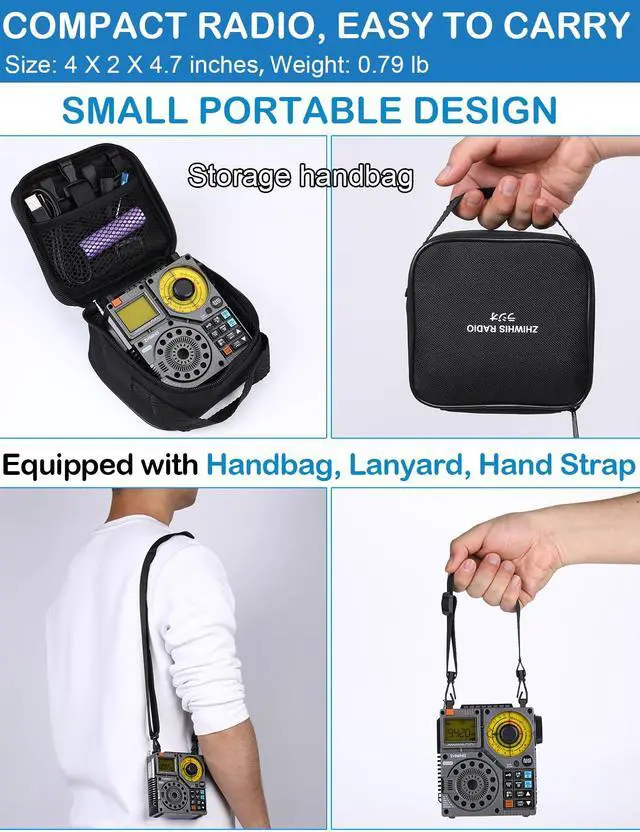 Alt view image 7 of 7 - Shortwave Radio with Bluetooth and APP Control, AM FM VHF SW WB Portable Receiver, Super Bass/5 Types of Light Effects/6 EQ/Recording Rechargeable Stereo Emergency Radios Player ZWS-A320
