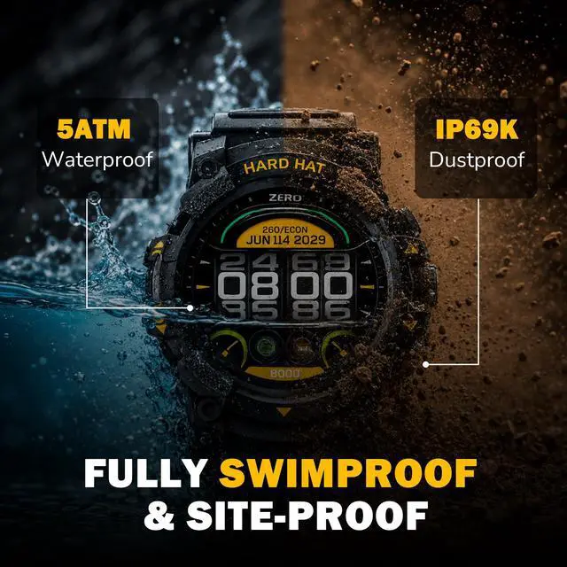 Alt view image 2 of 7 - Big Rig Rugged Smart Watch for Men, 5ATM Waterproof Watch, Dual-Band GPS Tracker, 2-Week Battery, Gorilla Glass, Workout and Fitness Tracker with Heart Rate Monitor and Pedometer
