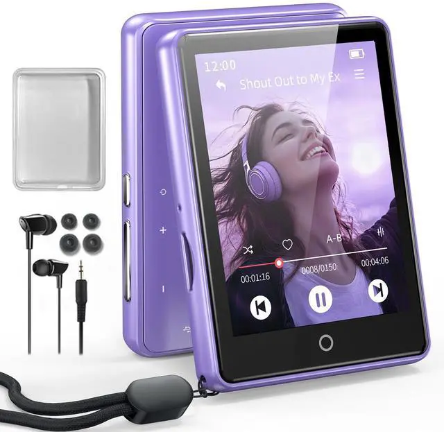 Main image of 32GB MP3 Player with Bluetooth 5.3 Auto Reconnect, Zinc Alloy Frame | Built-in Speaker & White Noise, 2.8" Touchscreen, 48H Battery, Resume Playback, Supports 128GB microSD Card, Metallic Purple