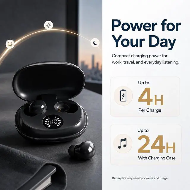 Alt view image 3 of 7 - Wireless Sleep Earbuds Ultra Lightweight Invisible Mini Earphones | Discreet Hidden Earbuds for Work, Small Headphones, Invisible Sleep Wireless Earphone Bluetooth 6.0 for Small Ear Canals