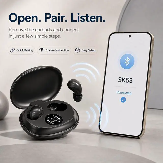 Alt view image 5 of 7 - Wireless Sleep Earbuds Ultra Lightweight Invisible Mini Earphones | Discreet Hidden Earbuds for Work, Small Headphones, Invisible Sleep Wireless Earphone Bluetooth 6.0 for Small Ear Canals