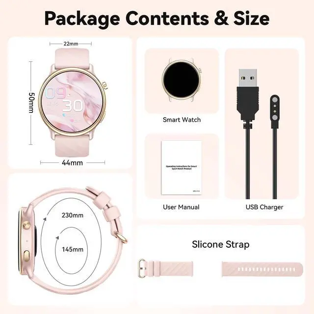 Alt view image 4 of 4 - Smart Watch for Women Fitness Tracker: Waterproof Digital Womens Watches Make Answer Call Smartwatch for Android Phone iPhone Samsung Compatible Sleep SpO2 Heart Rate Monitor Running Step Pedometer
