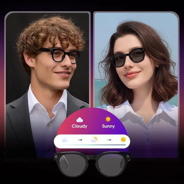 Alt view image 7 of 7 - AI Smart Glasses with Camera, Open-Ear Audio & Translation Features | 8MP Camera, 139-Language Translation, Bluetooth Audio, Voice Control, Smart Eyewear for Travel & Daily Communication