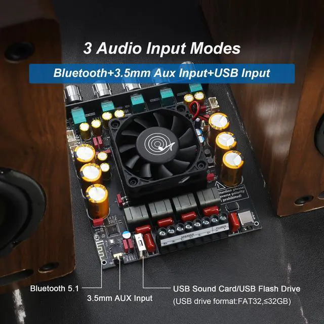Alt view image 3 of 6 - ZK-AS21P Bluetooth Amplifier Board 300W+300W+600W Output, 18-50V DC Wide Voltage Input, Vehicle Amplifier (ZK-AS21P)
