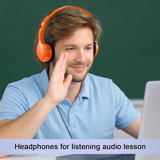 Alt view image 6 of 6 - 30 Pack Bulk Over Ear Headphones Set On Ear Headsets Earphones with Adjustable Headband and 3.5mm Plug for Group Learning, Computer Lab, Library, Online Lesson (Bright Color)
