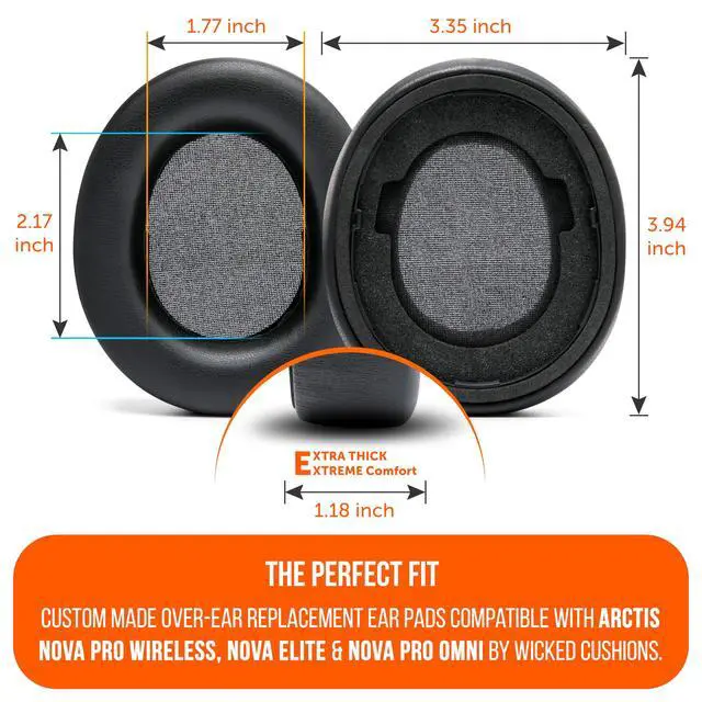 Alt view image 5 of 7 - PadZ Nova Pro Wireless - Replacement Earpads for Arctis Nova Pro Wireless, Nova Elite & Nova Pro Omni, by Wicked Cushions, Extra Thick & Comfortable | Black