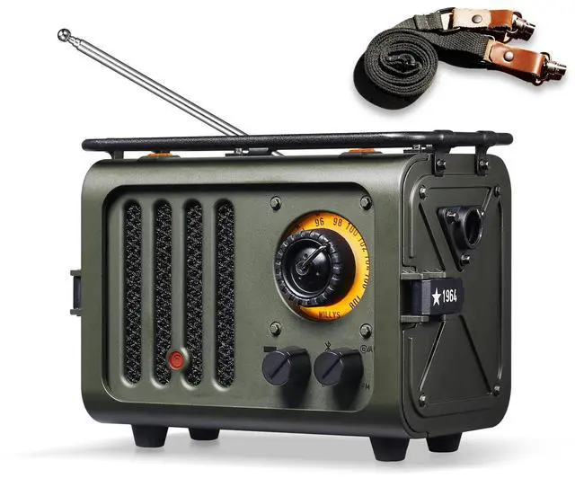 Main image of Wild Radiooo Portable Bluetooth Speaker, FM Radio Speaker with Portable Shoulder Strap, Vintage Rugged Wireless Speaker, Metal Outer Case, Loud Stereo Sound, for Home Outdoor Travel Camping