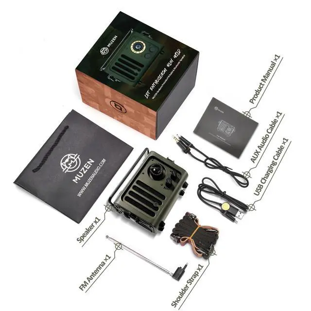 Alt view image 6 of 6 - Wild Radiooo Portable Bluetooth Speaker, FM Radio Speaker with Portable Shoulder Strap, Vintage Rugged Wireless Speaker, Metal Outer Case, Loud Stereo Sound, for Home Outdoor Travel Camping