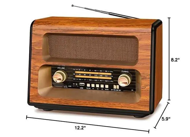 Alt view image 7 of 7 - J-199 Large Vintage Radio Bluetooth, AM FM Radio Shortwave | 15W Crystal Speaker, AUX/TF Card/USB Playing, AC Charging, Rechargeable Radio and Battery Operated Radios, MIC Recording